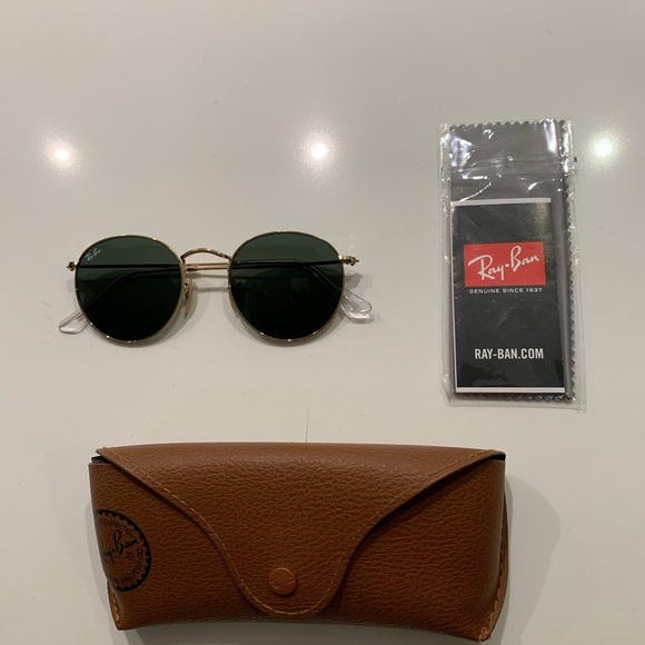 Ray-Ban Round Metal Sunglasses Gold/Green